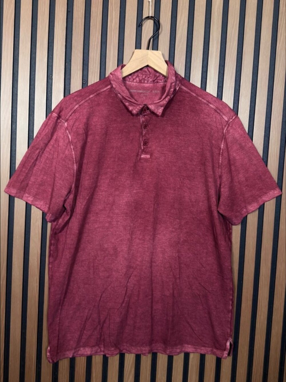 John Varvatos Polo Shirt Large Mens Red Tie Dye Short Sleeve Collared